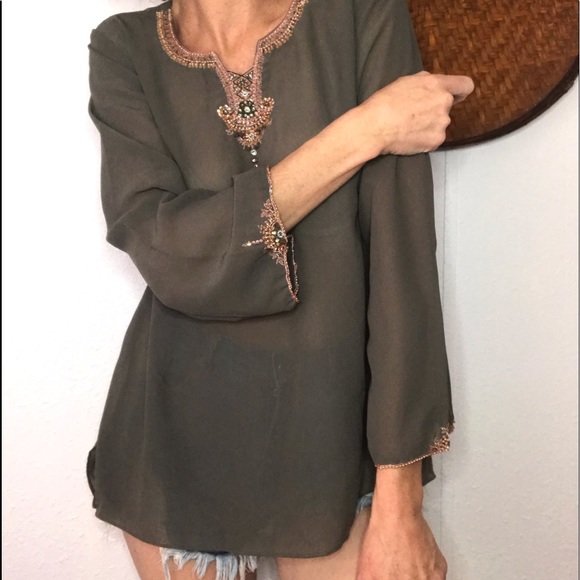 🔸Middle Eastern hand beaded tunic blouse - Picture 2 of 8